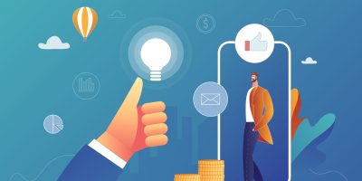 Businessman in Suit Have Good Idea For Business. Concept Business Vector Illustration Flat Style.