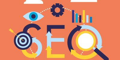 search engine optimization target gear analysis vector illustration