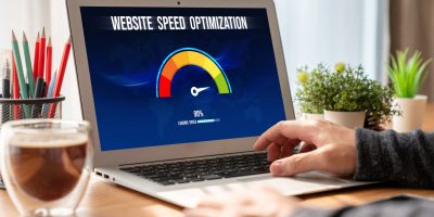 Computer software evaluating website loading speed. Concept of improving website loading speed snugly.